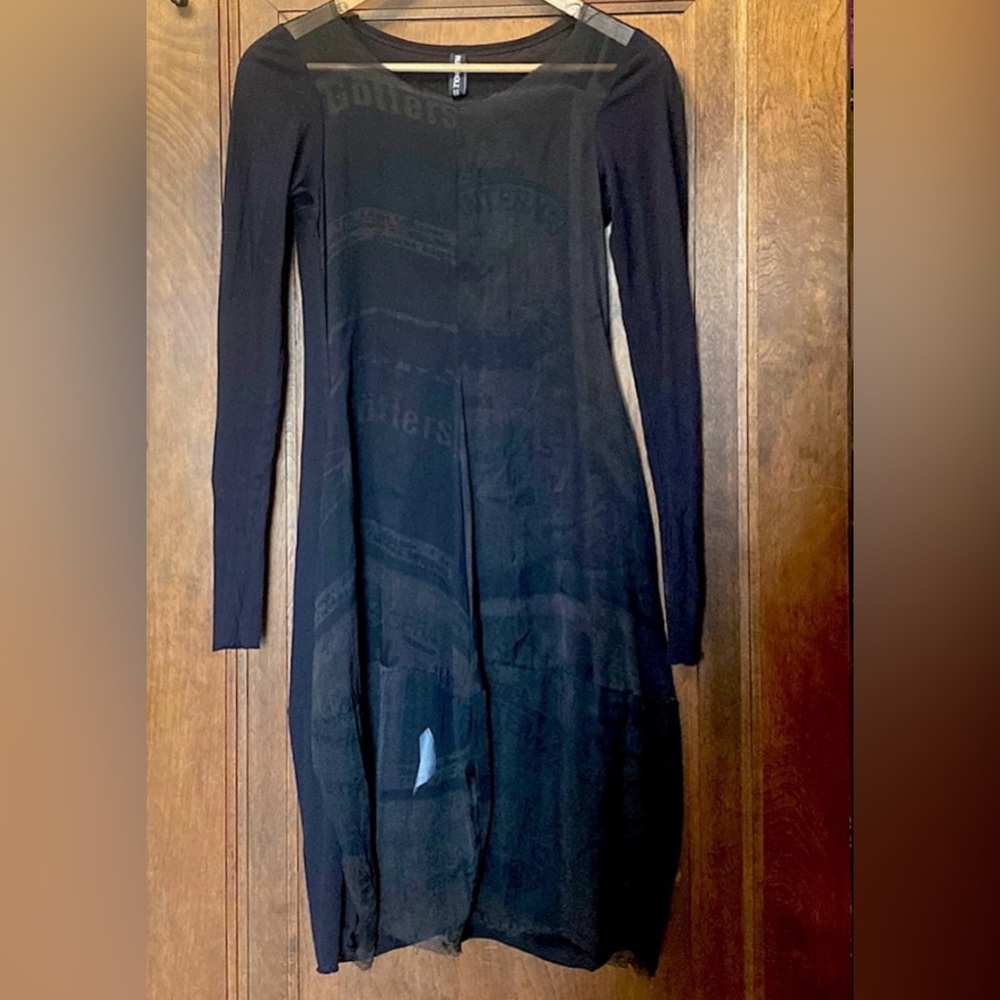 Rundholz Black Label Midi Balloon Dress Silk Patterned Front Panel Cotton Wool